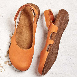 Beef Tendon Hollow Out Suede Comfy Sandals - GetComfyShoes