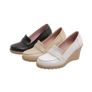 Women's elegant platform wedge heels pumps