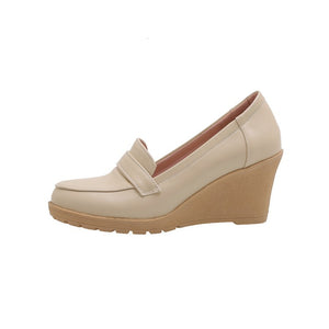 apricot Women's elegant platform wedge heels pumps