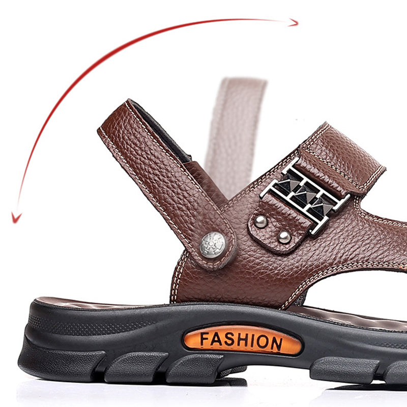 brown 2-in-1 Outdoor Slides & Beach Shoes with Soft Sole