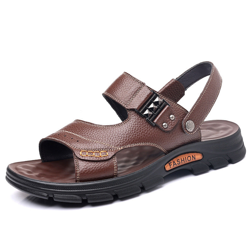brown 2-in-1 Outdoor Slides & Beach Shoes with Soft Sole