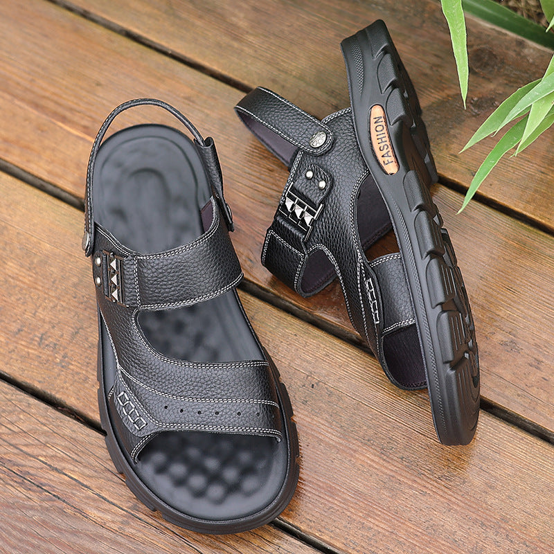 black 2-in-1 Outdoor Slides & Beach Shoes with Soft Sole