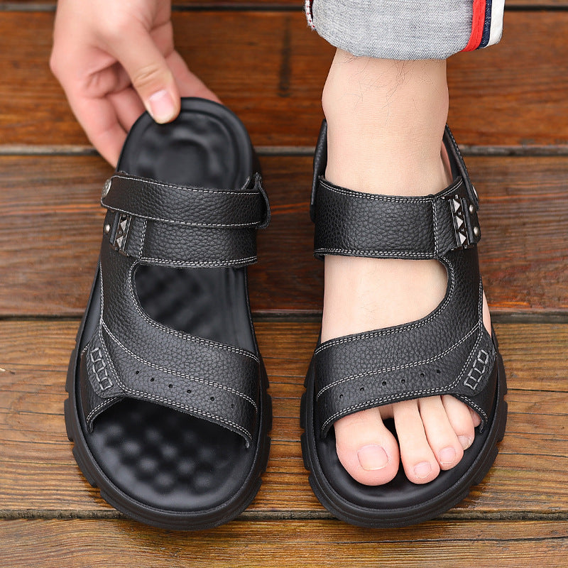 black 2-in-1 Outdoor Slides & Beach Shoes with Soft Sole