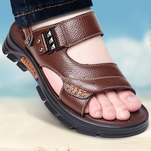 brown 2-in-1 Outdoor Slides & Beach Shoes with Soft Sole