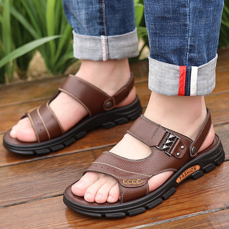brown 2-in-1 Outdoor Slides & Beach Shoes with Soft Sole