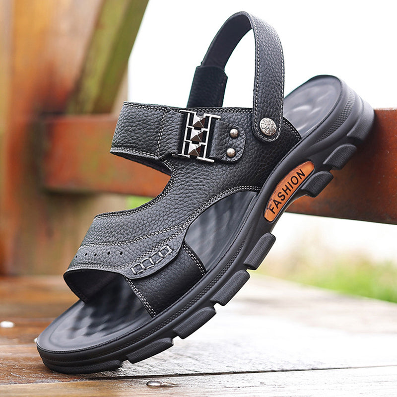 black 2-in-1 Outdoor Slides & Beach Shoes with Soft Sole