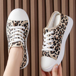 Women's Lace-Up Fabric Sneakers – Printed & Solid Casual Styles