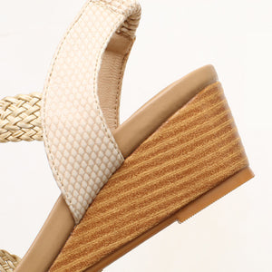 Bohemia braided beaded wedge sandals for summer vacation
