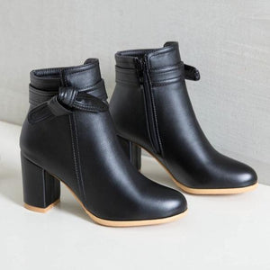 Bowknot block heels ankle boots