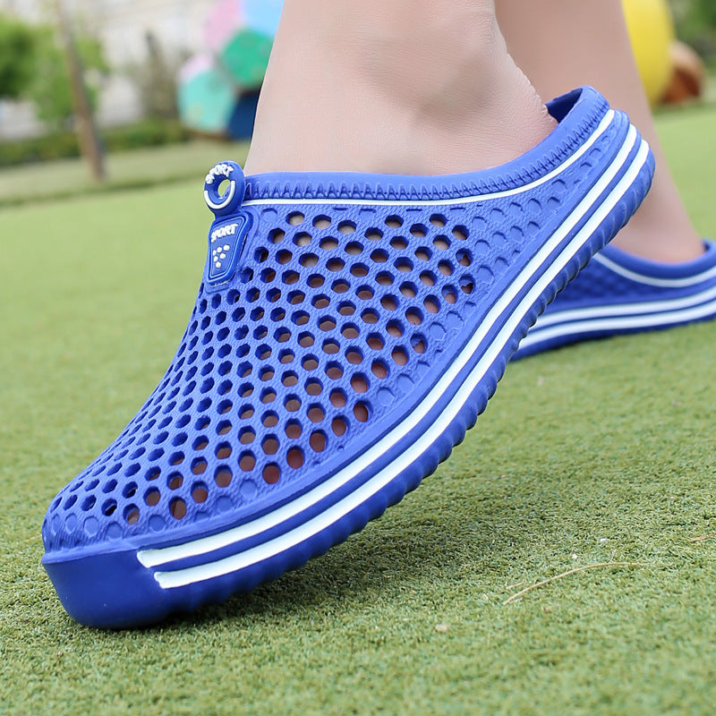 blue Breathable Summer Clogs for Men,  Lightweight Garden Sandals with Ventilation Holes
