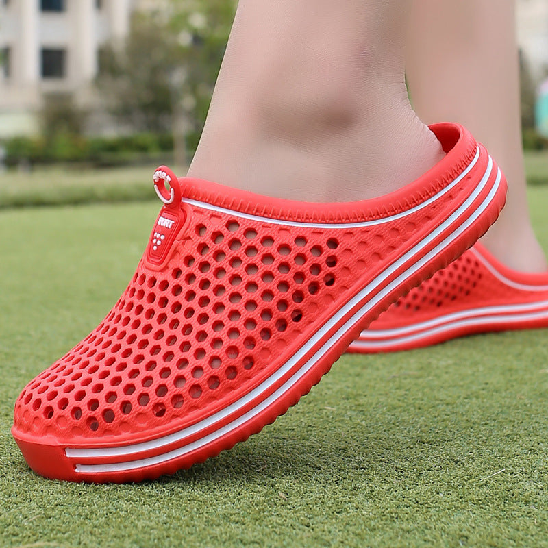 red Breathable Summer Clogs for Men,  Lightweight Garden Sandals with Ventilation Holes