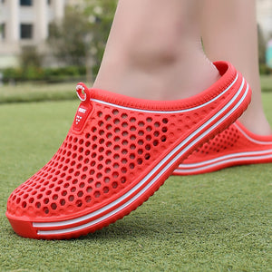 red Breathable Summer Clogs for Men,  Lightweight Garden Sandals with Ventilation Holes