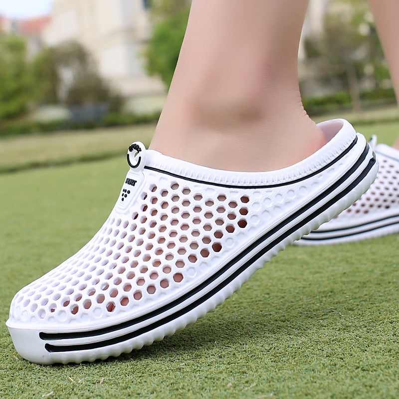 white Breathable Summer Clogs for Men,  Lightweight Garden Sandals with Ventilation Holes
