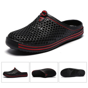 black Breathable Summer Clogs for Men,  Lightweight Garden Sandals with Ventilation Holes