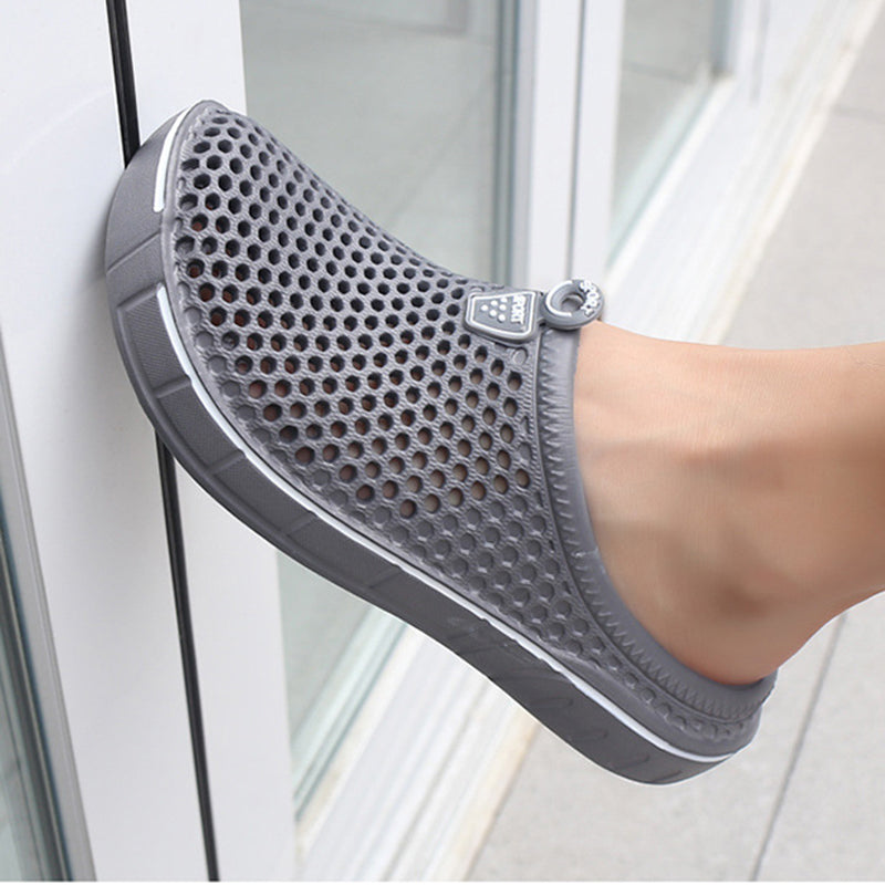 gray Breathable Summer Clogs for Men,  Lightweight Garden Sandals with Ventilation Holes