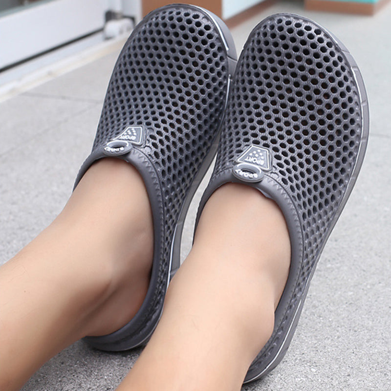 gray Breathable Summer Clogs for Men,  Lightweight Garden Sandals with Ventilation Holes