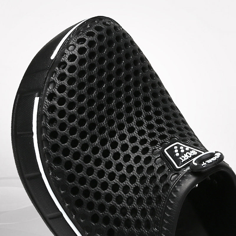 black Breathable Summer Clogs for Men,  Lightweight Garden Sandals with Ventilation Holes