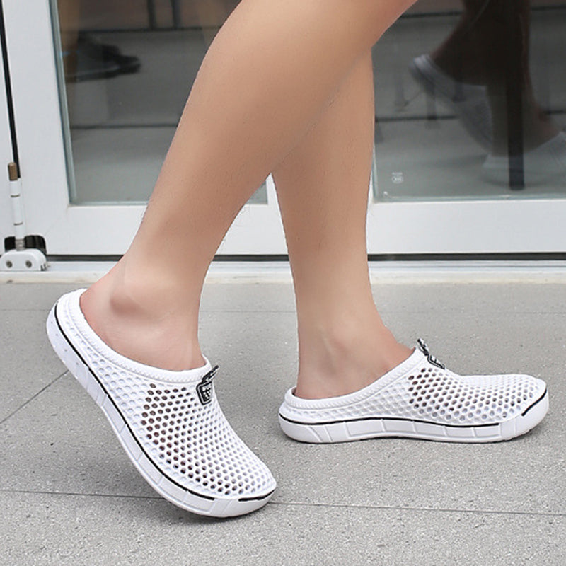 white Breathable Summer Clogs for Men,  Lightweight Garden Sandals with Ventilation Holes