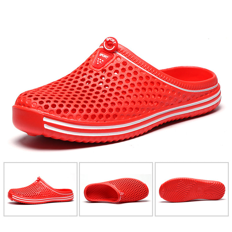 red Breathable Summer Clogs for Men,  Lightweight Garden Sandals with Ventilation Holes