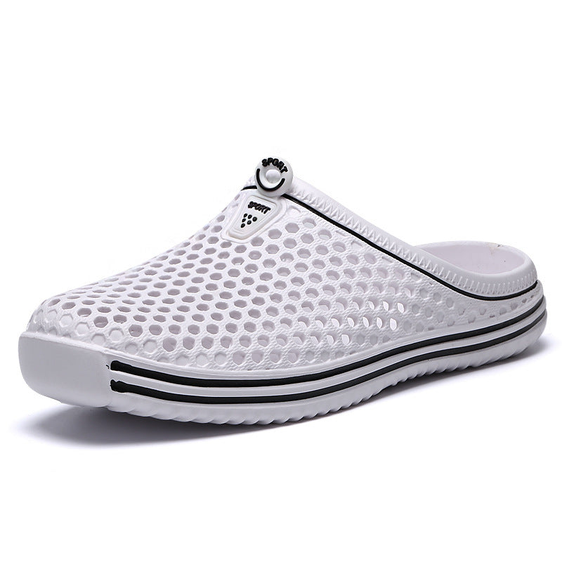 white Breathable Summer Clogs for Men,  Lightweight Garden Sandals with Ventilation Holes