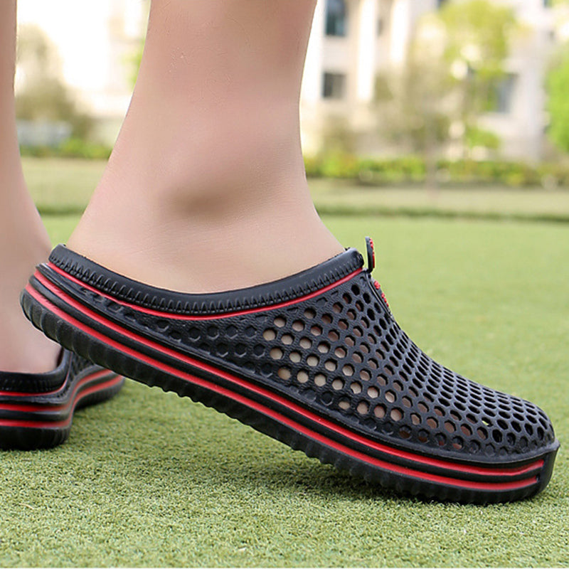 black Breathable Summer Clogs for Men,  Lightweight Garden Sandals with Ventilation Holes