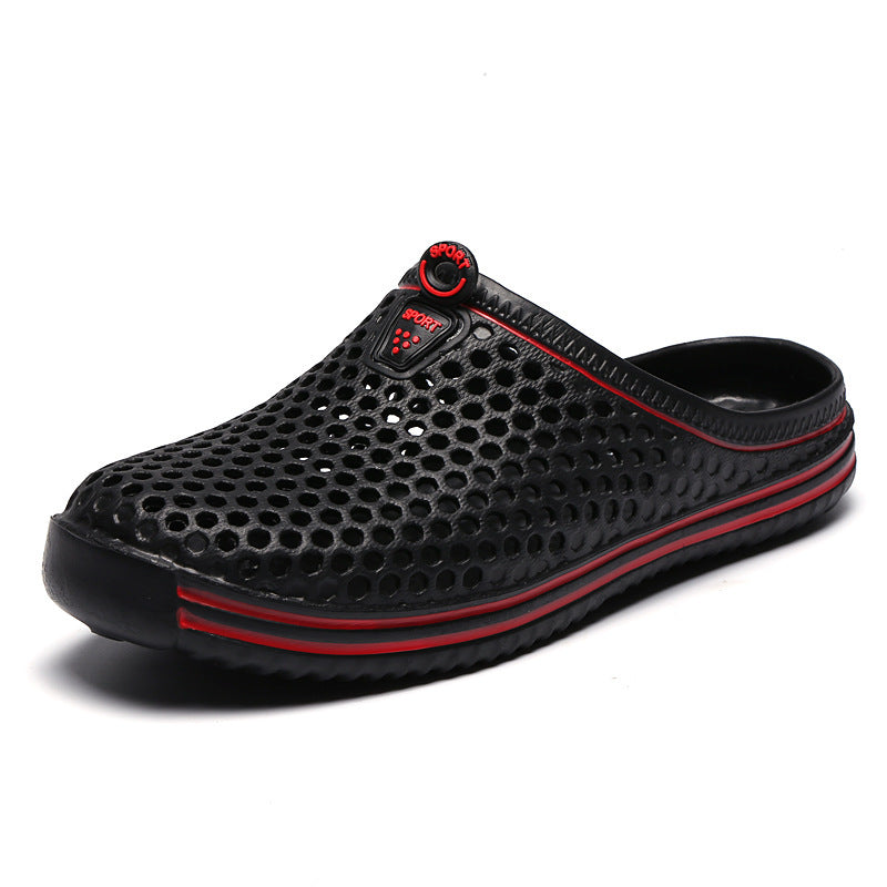 black Breathable Summer Clogs for Men,  Lightweight Garden Sandals with Ventilation Holes