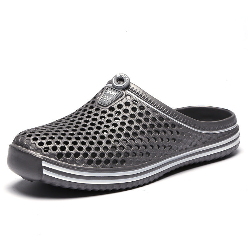 gray Breathable Summer Clogs for Men,  Lightweight Garden Sandals with Ventilation Holes