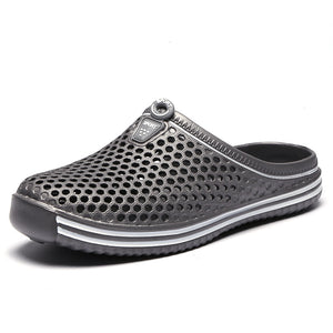 gray Breathable Summer Clogs for Men,  Lightweight Garden Sandals with Ventilation Holes