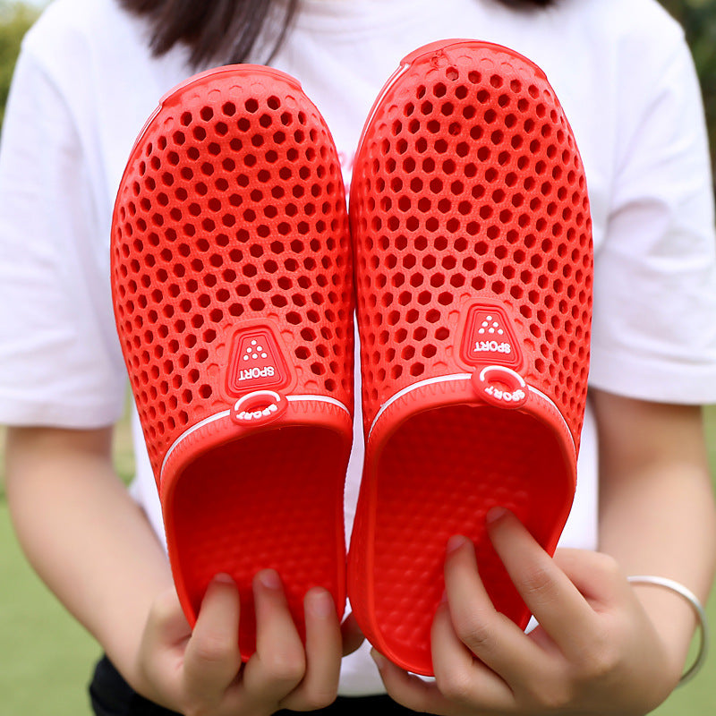 red Breathable Summer Clogs for Men,  Lightweight Garden Sandals with Ventilation Holes