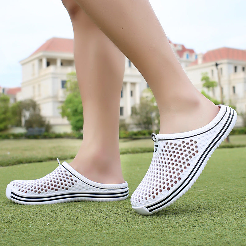 white Breathable Summer Clogs for Men,  Lightweight Garden Sandals with Ventilation Holes