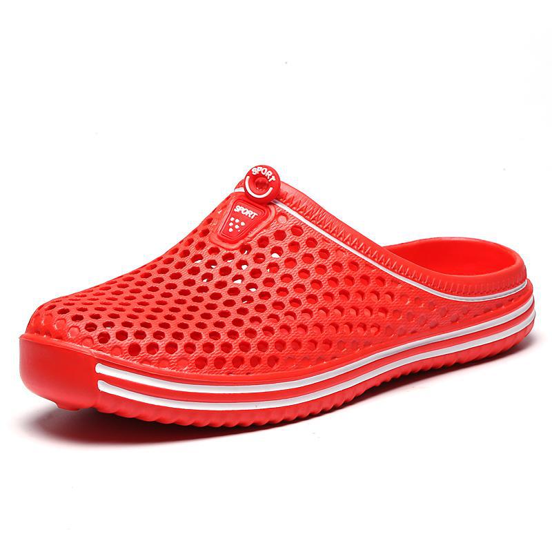 red Breathable Summer Clogs for Men,  Lightweight Garden Sandals with Ventilation Holes