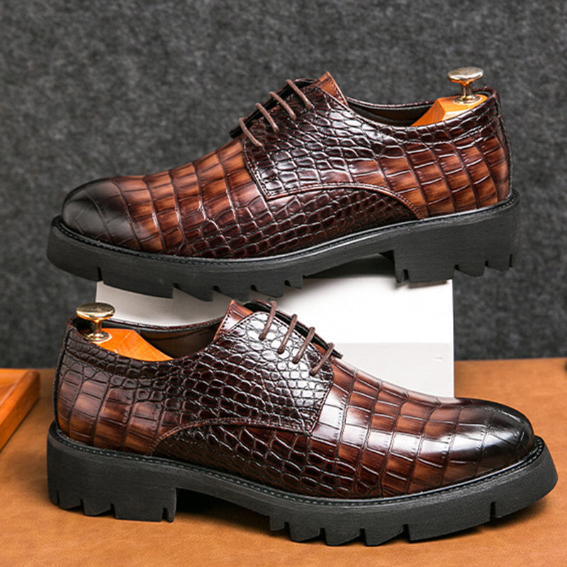 brown British style platform oxfords shoes