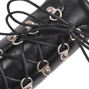 Chunky platform high heels round toe combat boots gothic booties