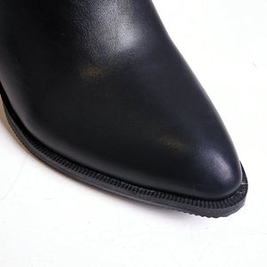 black Chunky heels over the knee boots with buckles