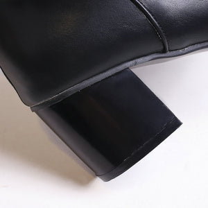 black Chunky heels over the knee boots with buckles