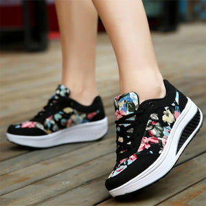 Comfortable walking rocker sole high-top sneakers