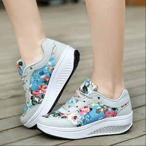 Comfortable walking rocker sole high-top sneakers