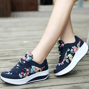 blue Comfortable walking rocker sole high-top sneakers