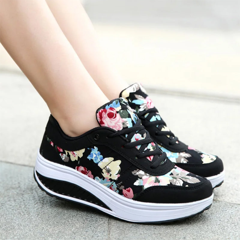 black Comfortable walking rocker sole high-top sneakers
