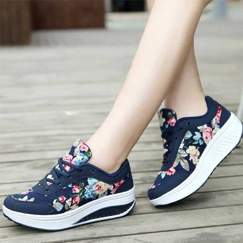 Comfortable walking rocker sole high-top sneakers