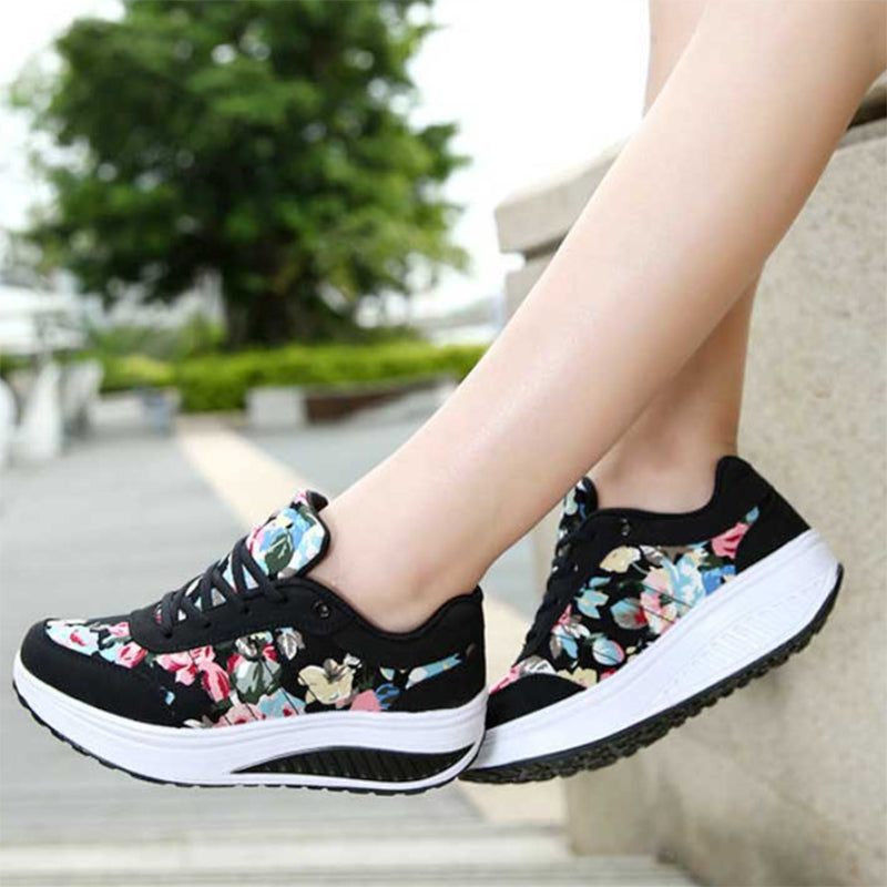 black Comfortable walking rocker sole high-top sneakers