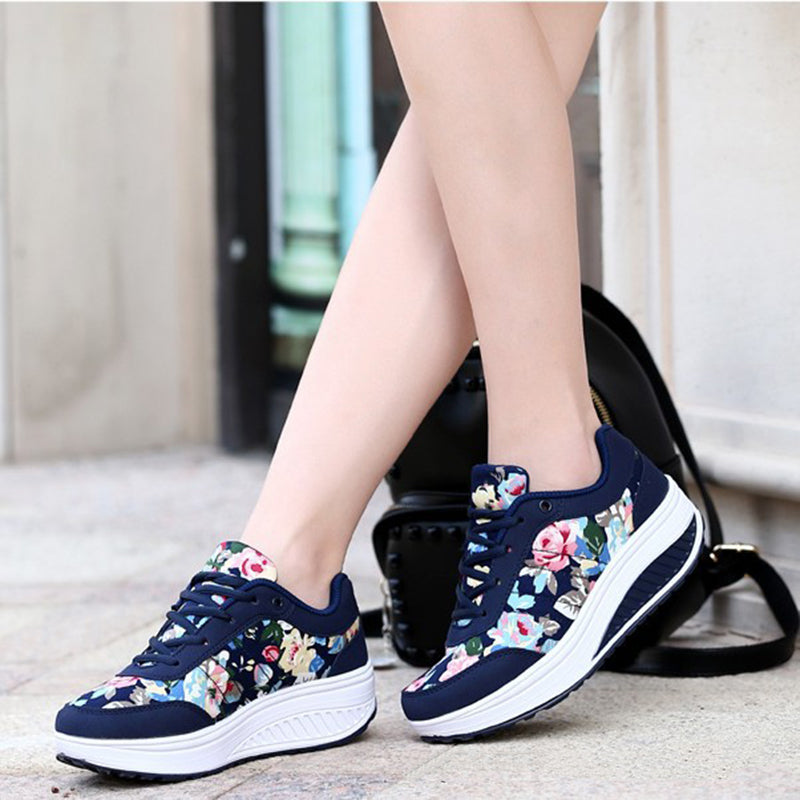 blue Comfortable walking rocker sole high-top sneakers