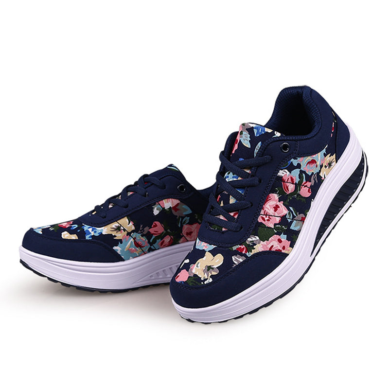 blue Comfortable walking rocker sole high-top sneakers