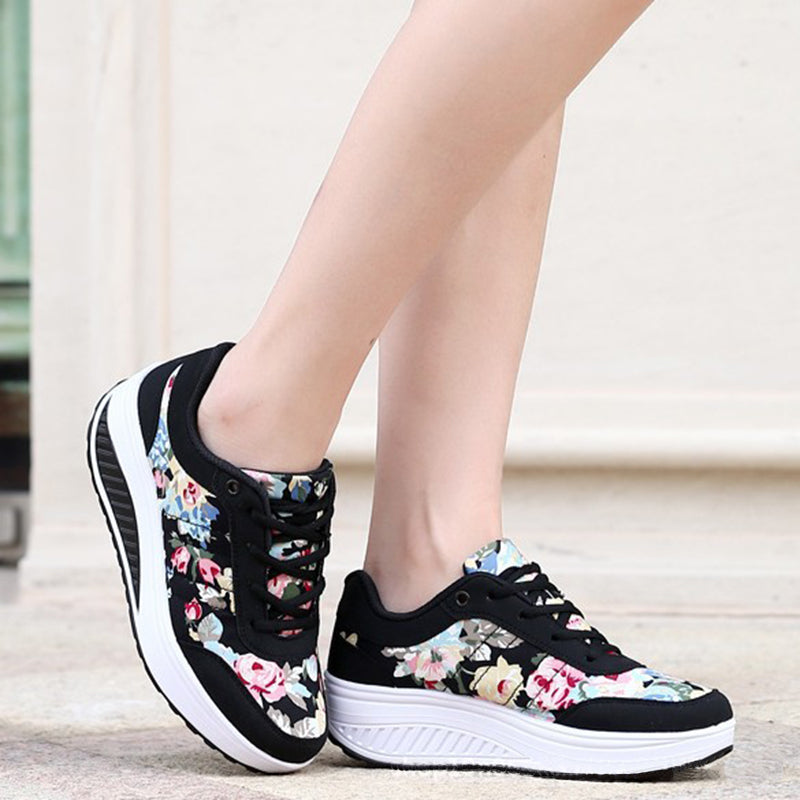 black Comfortable walking rocker sole high-top sneakers