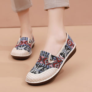 Ethnic slip on canvas loafers