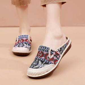 Ethnic slip on canvas loafers