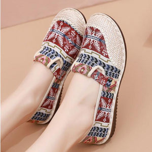 Ethnic slip on canvas loafers