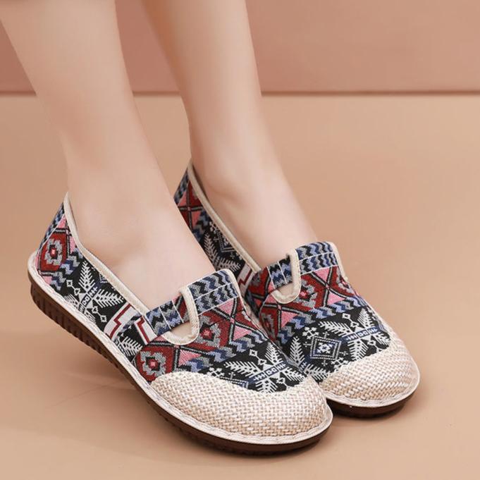 Ethnic slip on canvas loafers