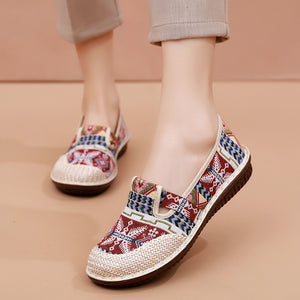 Ethnic slip on canvas loafers