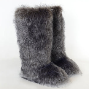 Furry warm over the knee snow boots